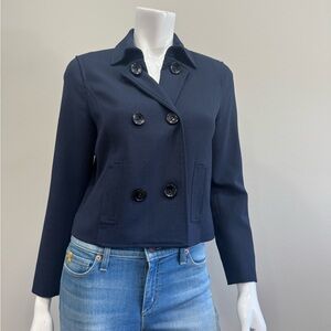 WORTH Women's Navy Double-Breasted Blazer Jacket Blue Size 4
